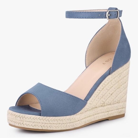 Blue Espadrille Wedge Sandals - Picture 2 of 6